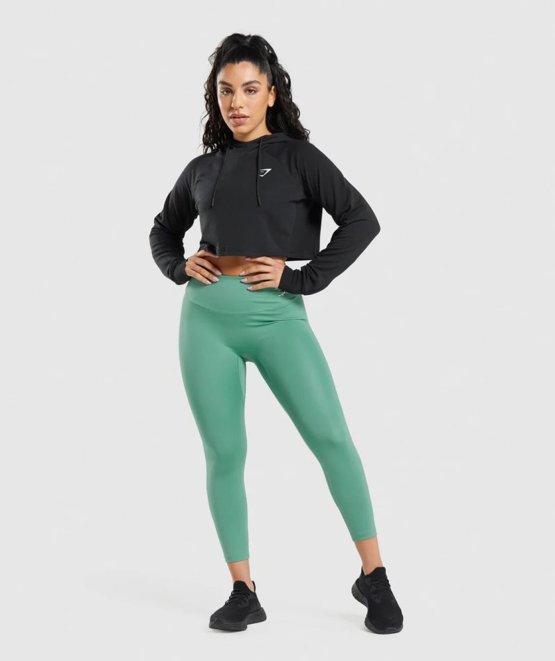 Women's Gymshark Training Cropped Hoodie Black | CA N076DA